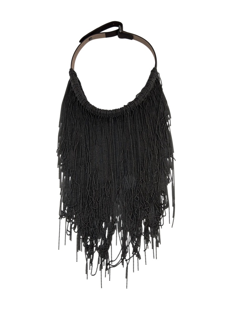 Brunello Cucinelli Black Fringe Statement Necklace